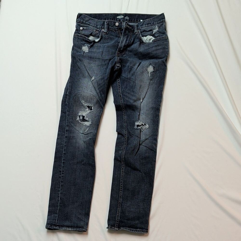 Old Navy Men's Slim Distressed Dark Blue Jeans 32 x 32